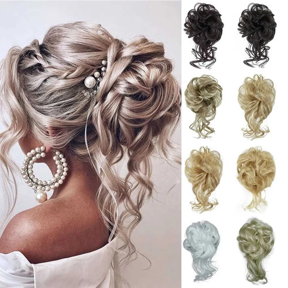 Syntetyczne peruki Bun Bun Bun Belly Elastyczne włosy Scrunchies Hairpiecess Syntetyczne Chignon Pączka Updo Fryzury dla kobiet Dziewczyny 240329