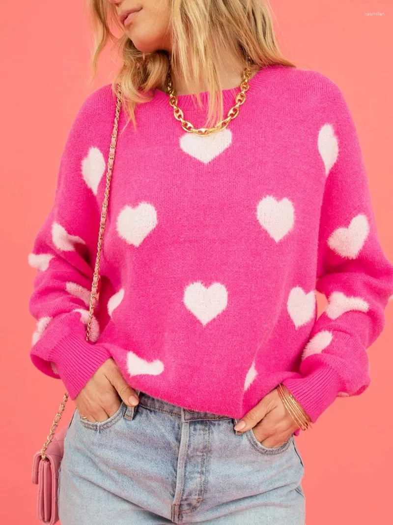 女性のセーター女性グラフィッククルネックスウェットシャツY2K美的ヴィンテージバレンタインデイ特大の長袖プルオーバーセーター