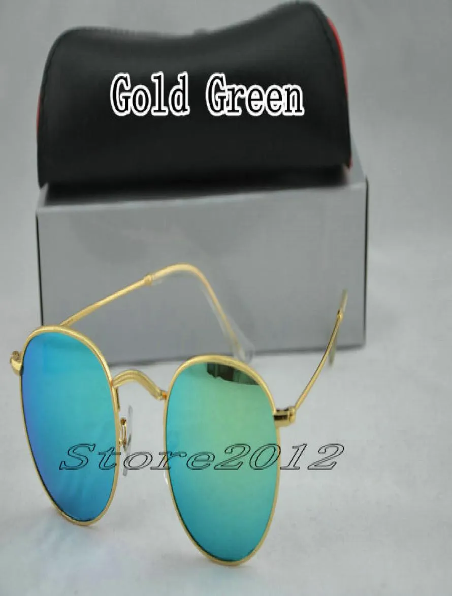 vendre nouvelle mode lunettes de soleil rondes designer marque lunettes de soleil or métal vert miroir 50mm lentilles en verre pour hommes femmes avec boîte 5445175