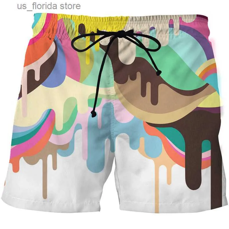 Mäns shorts Red Flame Graphic Board Shorts Men 3D Print Summer Beach Shorts Surfing Swimsuit Homme 2023 Fashion Swim Trunks Cool Ice Shorts Y240320