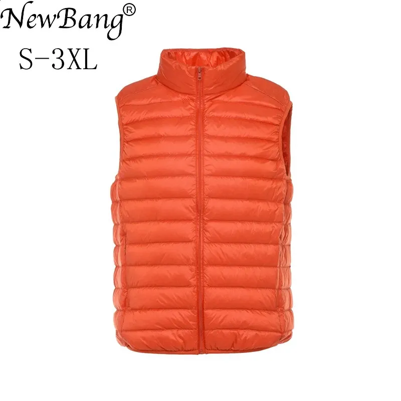 Bang Brand Herr Maistcoat Ultra Light Down Vest Men Lätt vattentät ärmlös Vit Duck Male Slim Gilet 240314