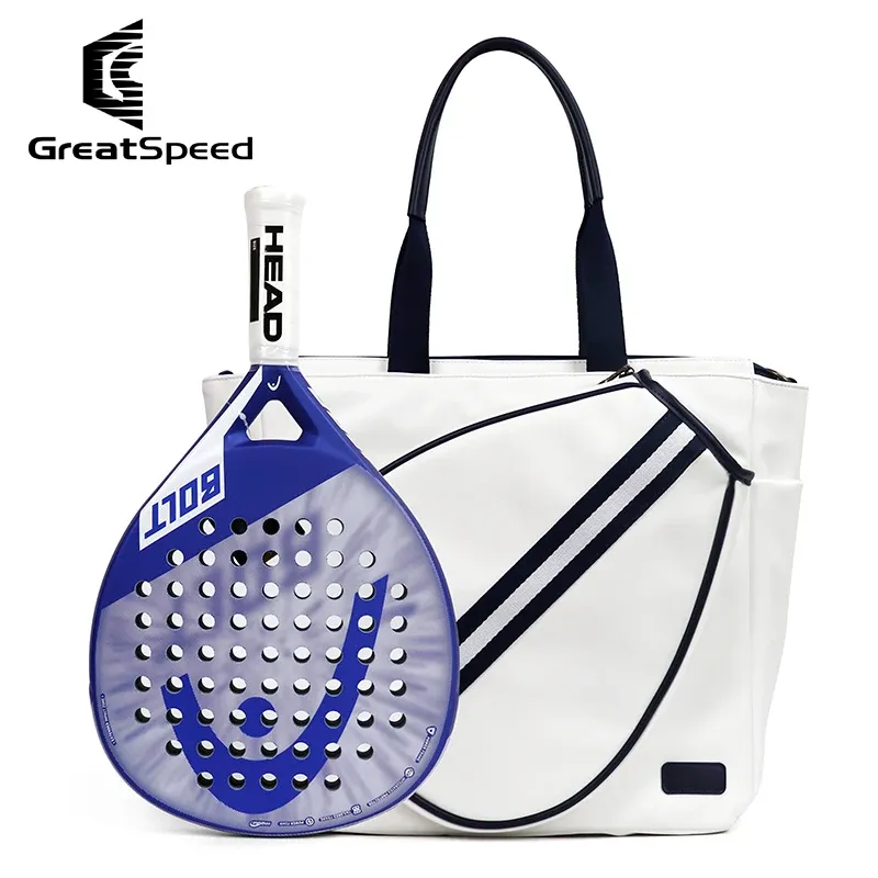 Bolsas Greatspeed Padel Bolsa de raquete portátil Mulheres duráveis PU WHITE PADEL BAGA DE ombro de raquete 2023 12 Bolsas de manobras de badminton de badminton