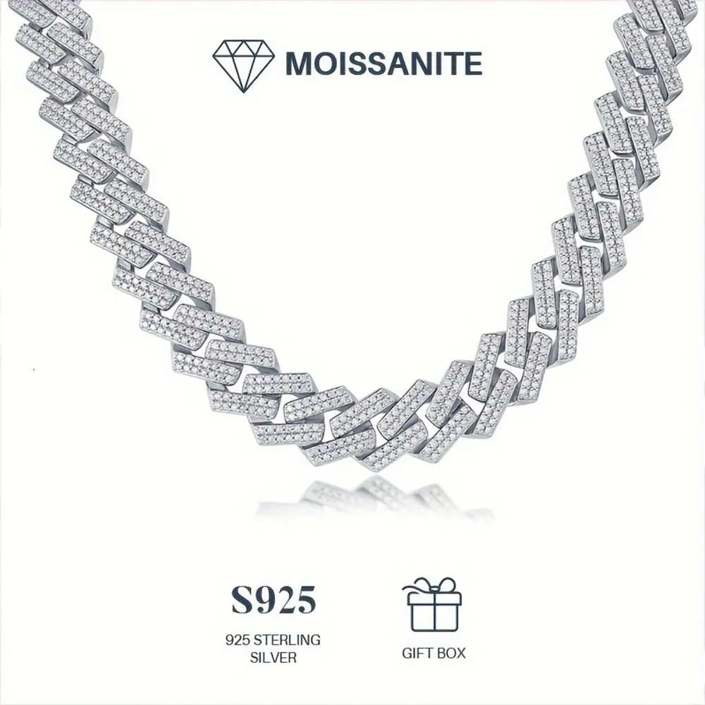 1 st Moissanite Sterling Sier Golden Plated Chain, Hip Hop Necklace Cuban ClaVicle Chain for Men