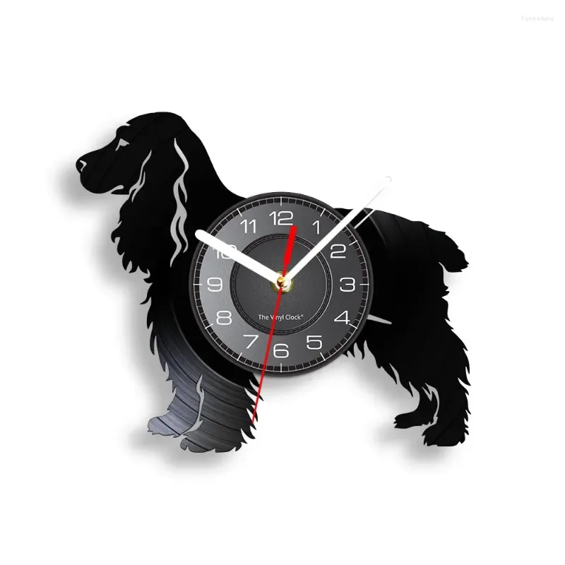 Relógios de parede Cocker Spaniel Cão Raça Música Re-propósito Registro Relógio Proprietário Decoração de Casa Filhote de Cachorro Artesanato Arte Longplay