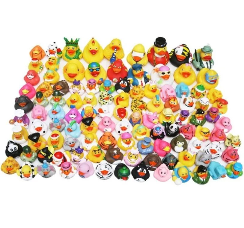 Whole Children bathing Toy Floating Rubber Ducks Squeeze Sound cute lovely duck for baby shower 2050 Random styles LJ2010199335480