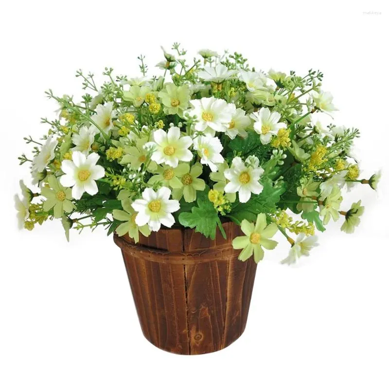 Decoratieve bloemen LUDA-1 boeket 28 hoofden kunstmatige nep-madeliefje bloem binnen buiten hangende plantenbak thuis bruiloft tuin begraafplaats decor