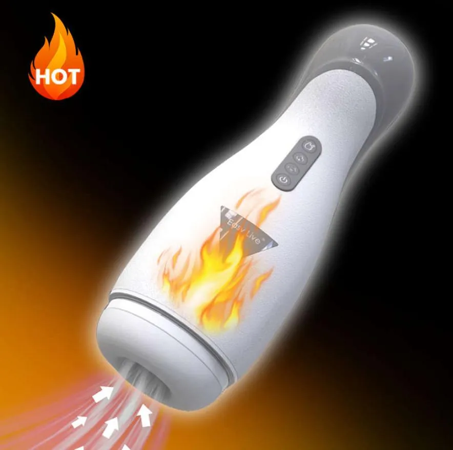 Kraftfull sugande Masturbator Oral Vacuum Male Masturbators With Heat Sex Toys For Men Telescopic Vagina Adult Erotic Machine5189900