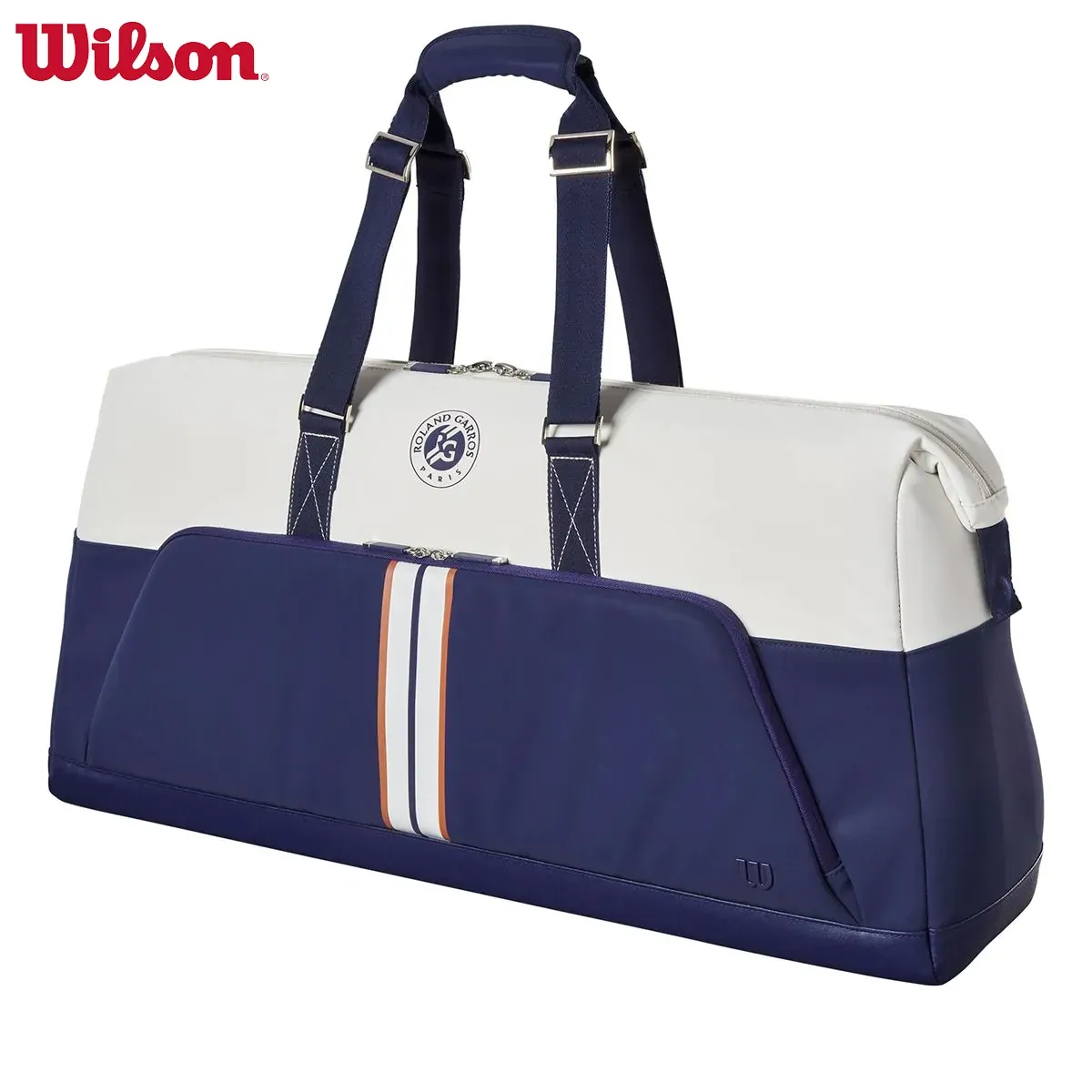 Sacs Wilson 2023 Roland Garros Navy Navy 46pcs Bag de raquette de tennis Super Tour Nylon Large Sac de tennis pour 5 raquettes avec deux compartiments