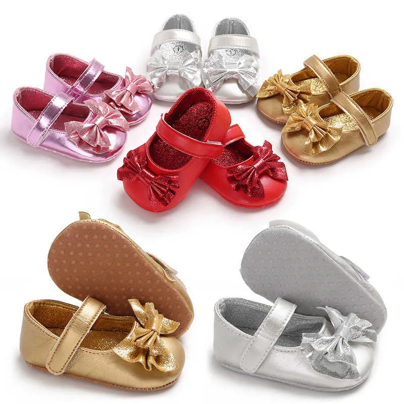 HBP Non-Brand günstige 0-1 Jahre alte Babyschuhe, flache Kinderschleife, Prinzessinnenschuhe, Mädchen-Kleinkind-Prewalker-Schuhe