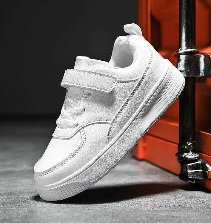 HBP Non-marque blanc enfants filles chaussures d'école en cuir baskets de sport décontractées noir enfants garçons étudiants chaussures de conseil