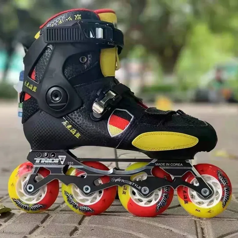 Boots Cool Professional Slide Inline Skates Shoes with Thick Inner Boot Strengthen 76mm 80mm Roller Skates Patines Sliding Brake Shoes