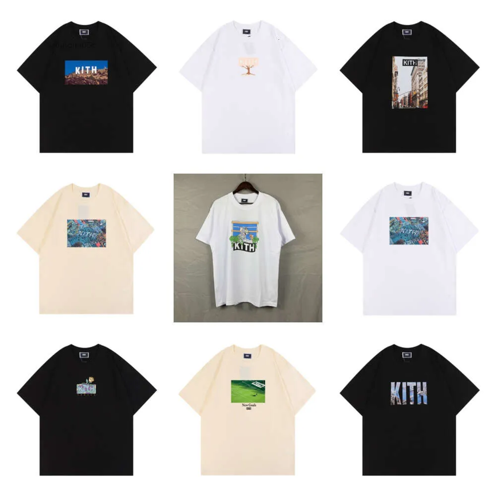 Diseñador Kith Camiseta Hombres Mujeres Casual Mangas cortas High Street Lovers Tee Ropa de moda vintage Camisetas Outwear Hip Man Shorts