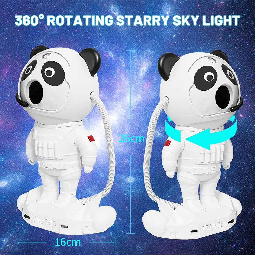 Small Cute Panda Night Light LED Real Planetarium White color Upgrade Robot Astronaut Star Galaxy Projector room home decor Ornaments