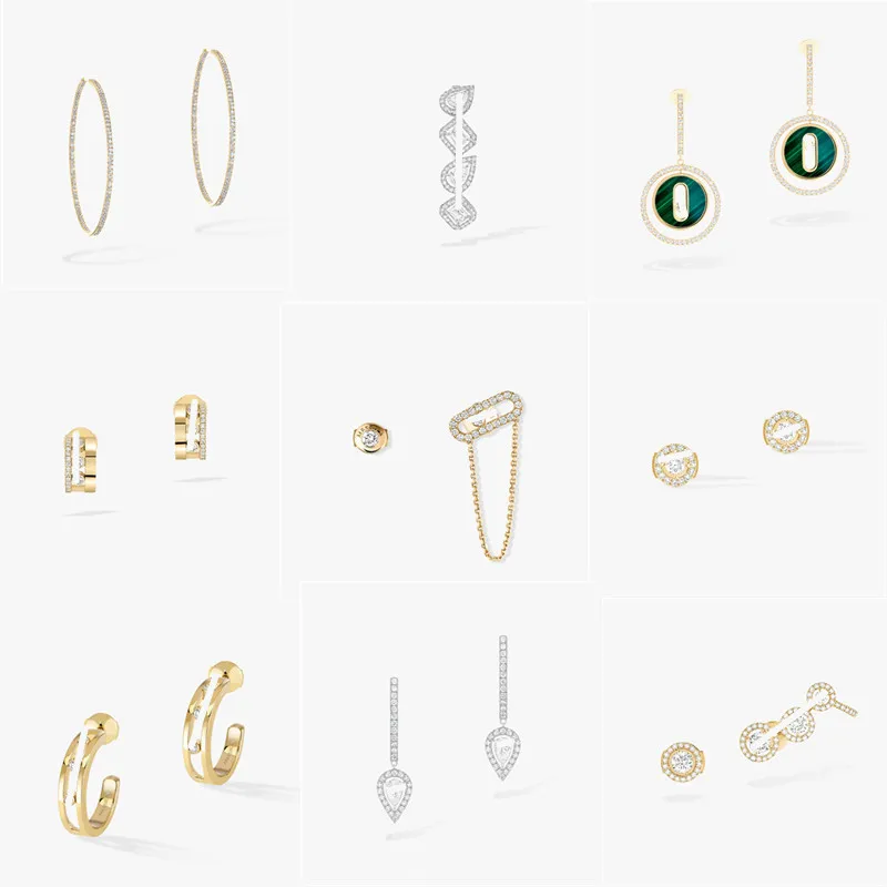 French brand High Quality MESS Series IKAS Earrings European and American Designer Romantic Single Diamond Sliding Asymmetric ear clip Wedding Jewelry Gift