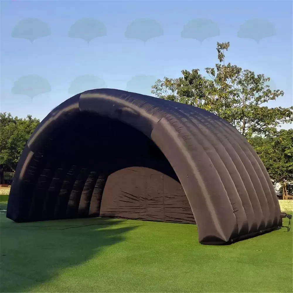 Hurtownia 9x4,5m Outdoor Black Inflatible Stage Tent Namiot Booth Air Air Concert Shelter Dome Cover na sprzedaż z Blower Free