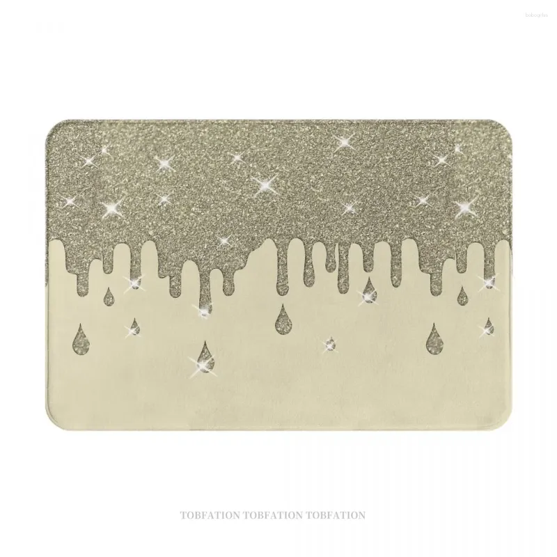 Carpets Dripping Glitter Bathroom Mat Silver Effect Doormat Flannel Carpet Entrance Door Rug Home Decoration