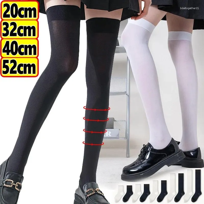 Women Socks JK Stocking Lolita enhetlig tunn lång nylon elastisk siden Sox White Black Knee Sock Summer Underwear 20-52cm