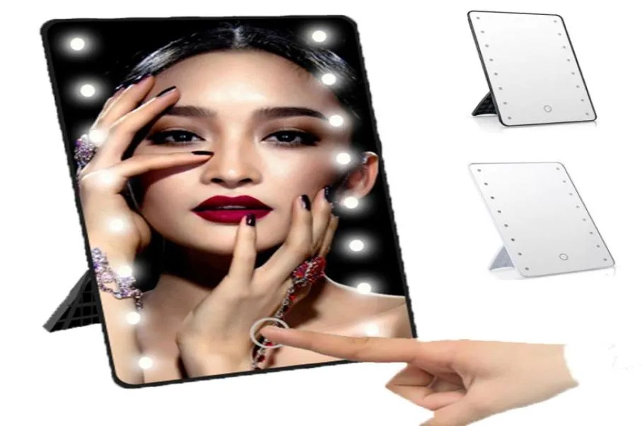 16 LED-beleuchteter Make-up-Spiegel mit Lichtlampe, tragbar, Touch-Screen, Kosmetikspiegel, Schönheit, Desktop, Schminktisch, Standspiegel, 4433757