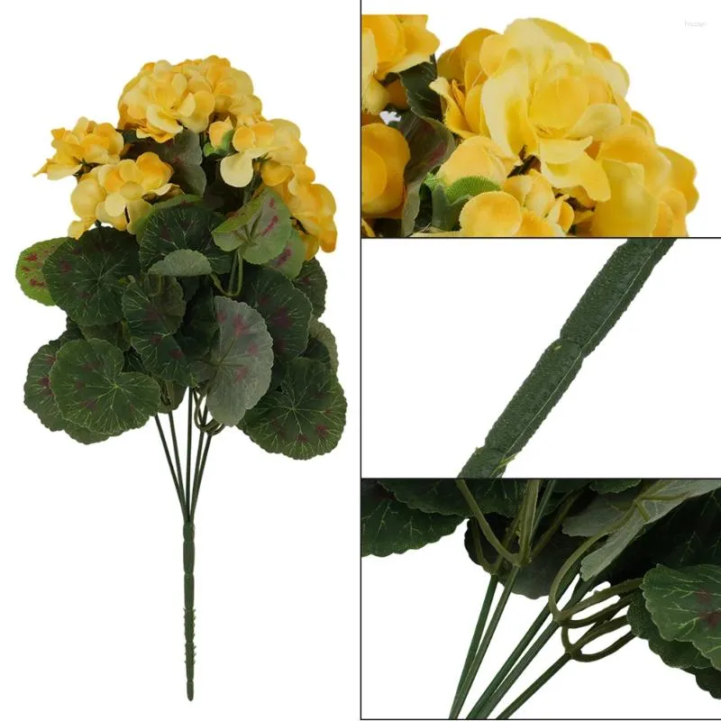 Decoratieve Bloemen Schoonheid Kunstmatige Ijzerdraad Geranium Roze Plant Zijden Doek Met 5 Takken 1 Bossen Van Hoge Kwaliteit