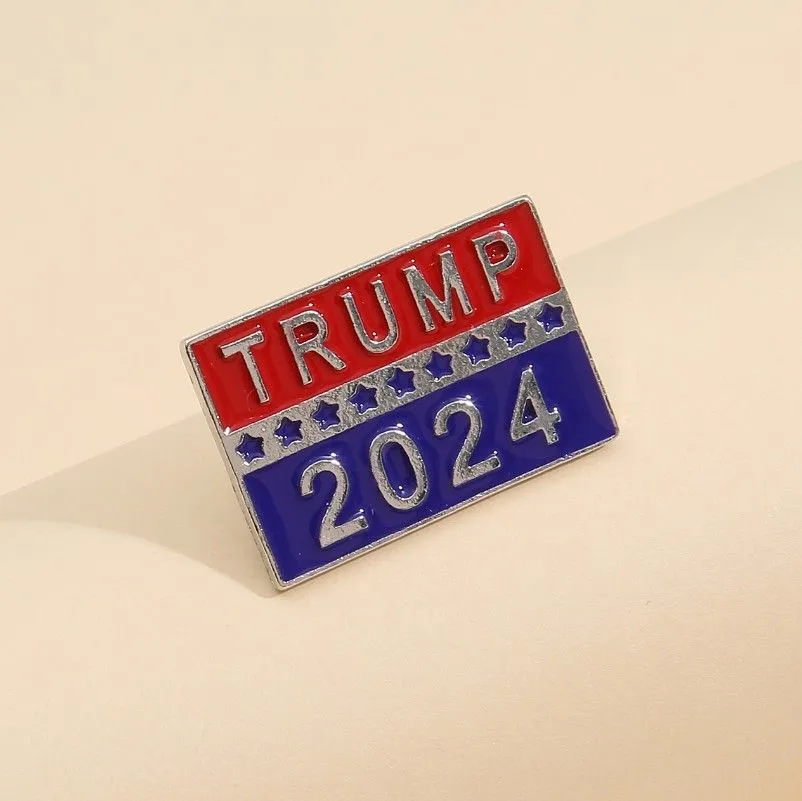 Broche pour l'élection présidentielle Trump 2024, fournitures de fête, Badge en métal pour la campagne républicaine patriotique américaine