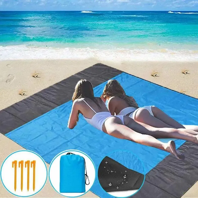 Mat Sand Free Beach Filt, 82 "X 79" Vattentät stor strandmatta, picknickfilt, utomhusfamiljmatta för strand, camping, vandring