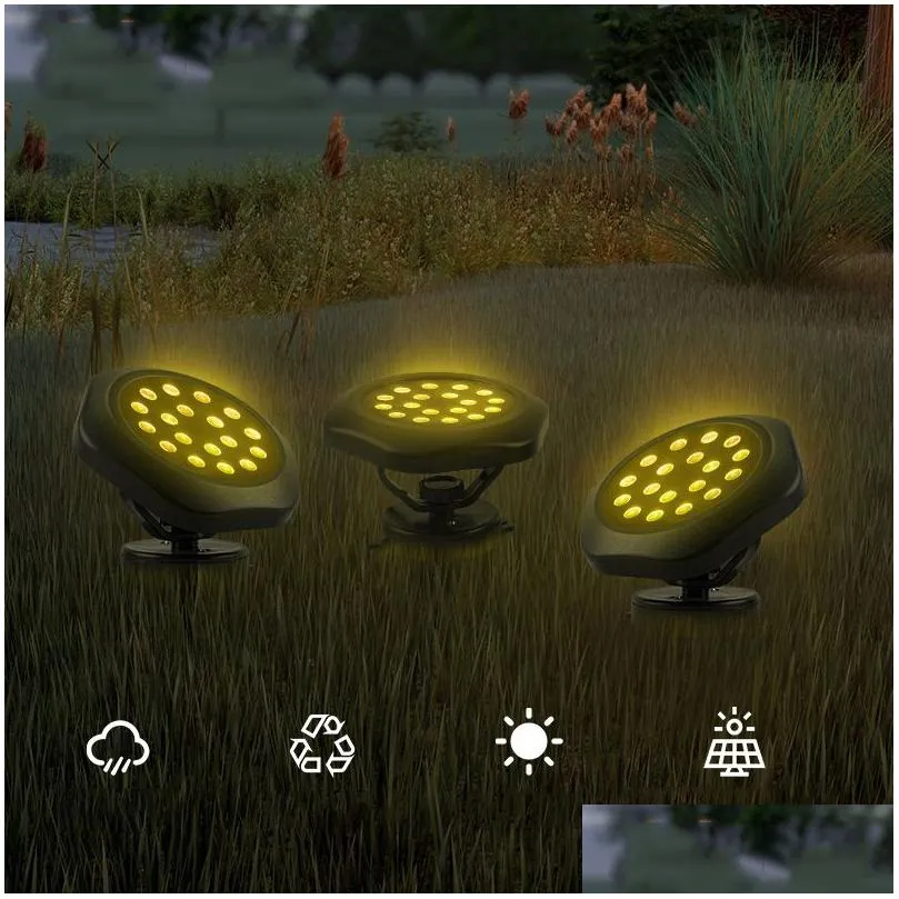 Underwater Lights Led Solar Powered Lamp Ip68 Waterproof Submarine Projector Light Outdoor Rgb Color Changing Disc Lawn Drop Delivery Dhkhs