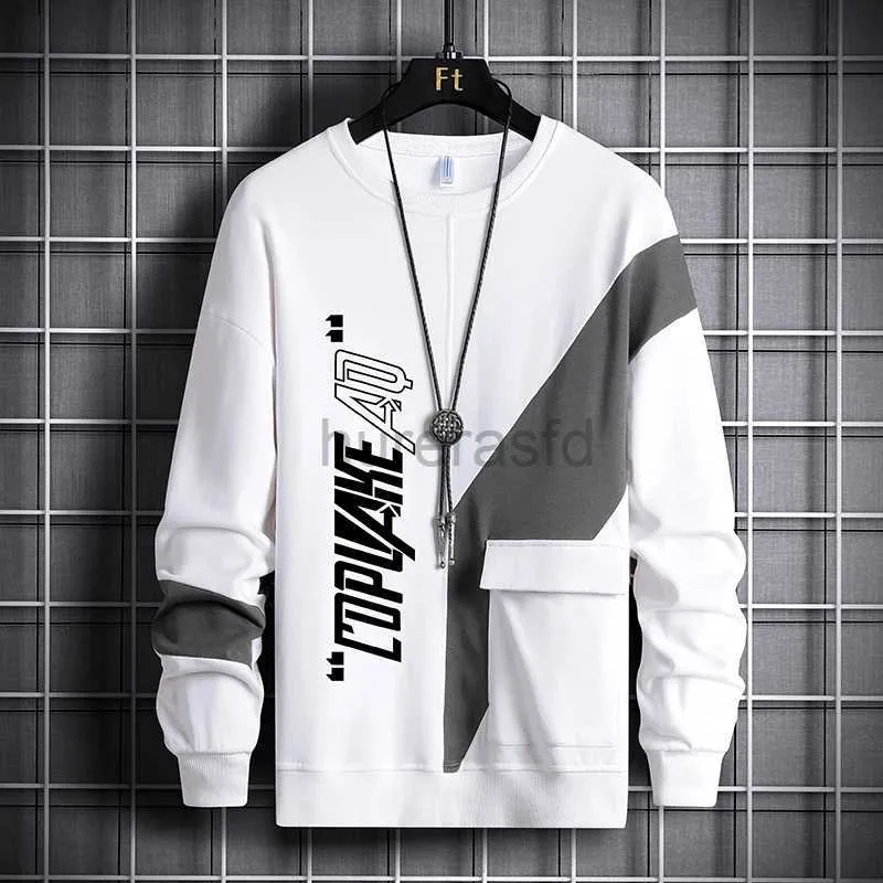Men's Hoodies Sweatshirts Spring Autumn Letter Printed Round Neck Solid Lantern Long Sleeve Sports T-shirt Hoodies Fashion Casual Tops 24318