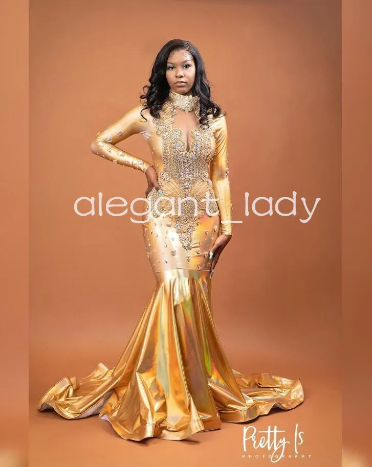 Gold Sparkly Trumpet Evening Formal Dress with Crystal Embroidery and  Zipper Back for Black Girl from Dhgate Evening Dresses - price 190.96