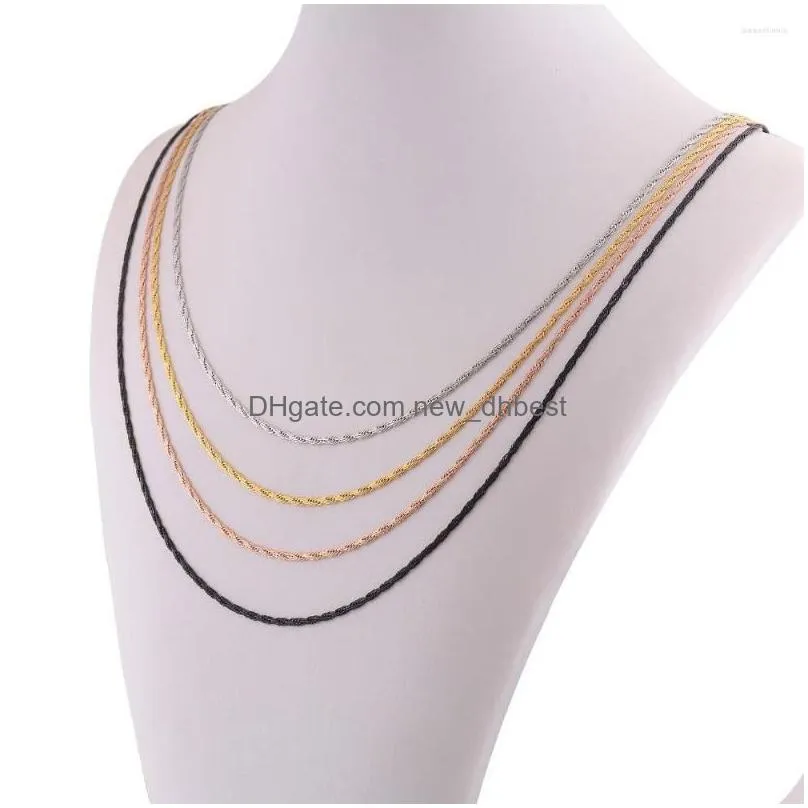 Chains 10Pcs Wholesale 2Mm Vintage Flat Chain Gold Colour/Steel/Black/Rosecolour Stainless Steel Necklace For Women And Man Fashion Dr Dhc8E