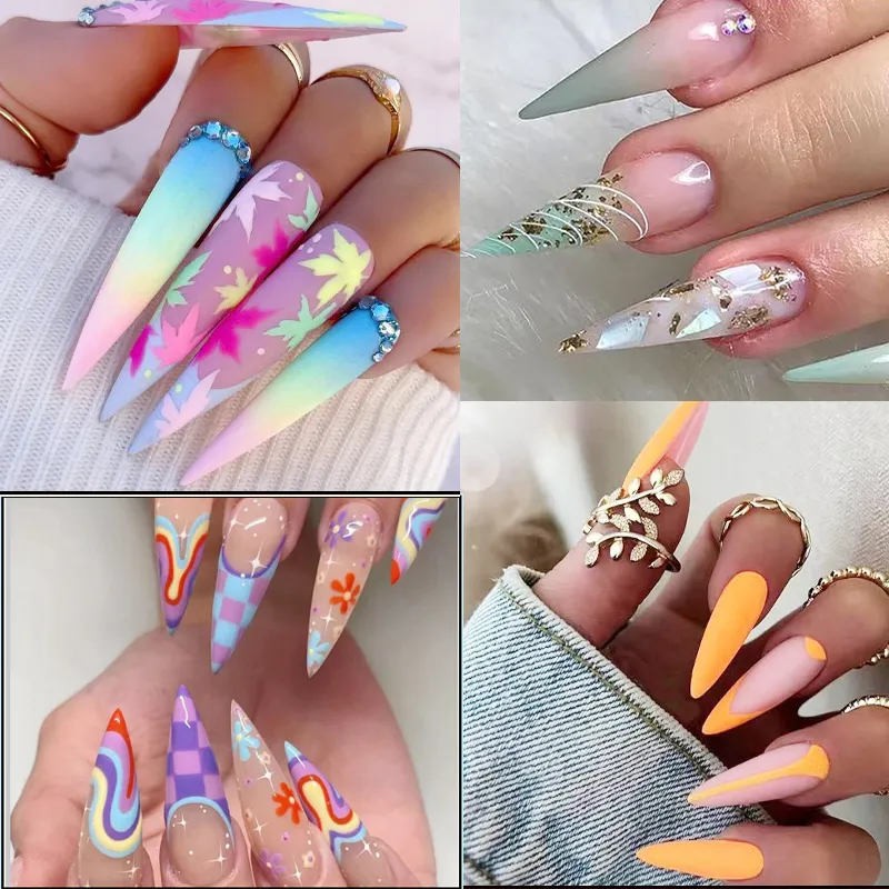 European Beauty Fake Nail Extension Form Pink Ballet Dance Performance Nail Art Deco Artificial Internet Celebrity Complete Gel Dyra Nail Kit