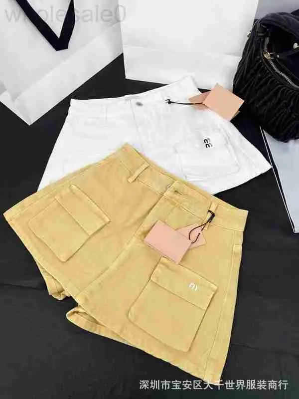 Women's Shorts designer Nanyou~23 spring and summer new best M front double bag printing motorized cool cute denim work clothes culottes B4EM