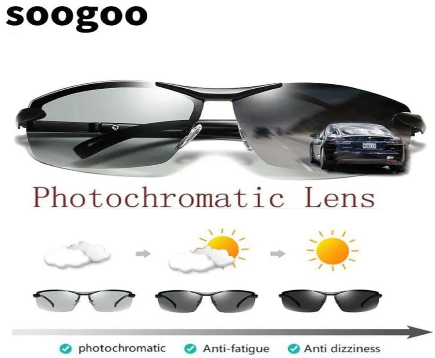 Lunettes de soleil pochromiques polarisées pour hommes, lunettes anti-éblouissement UV400, lunettes de conduite 8942624