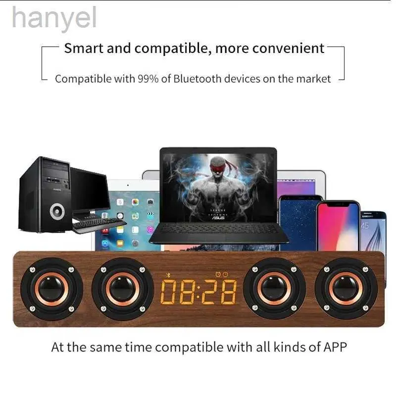 ポータブルスピーカーレトロ木製Bluetoothスピーカー4スピーカーサウンドバーテレビエコーホームシアターサウンドシステムHifi Sound QualitySoundbox for PC/TV24318