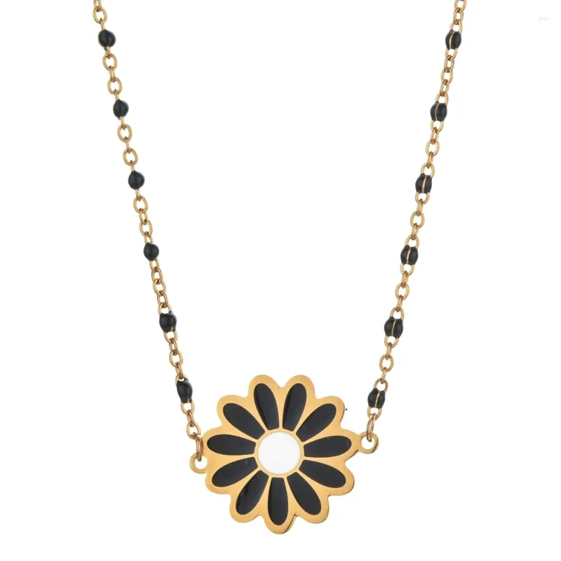 Anhänger Halsketten ZMZY Edelstahl Kette Sonnenschein Sonnenblume Für Frauen Gold Farbe Daisy Choker Charme Schmuck Geschenk