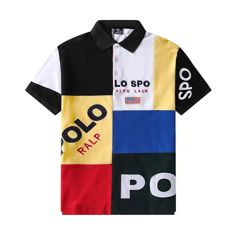 Poloeuropejska i amerykańska lapelowa koszula Polos Męskie bawełniane bawełniane uliczne moda moda pasująca do High-end High-end T-shirt rozmiar XS-7XL