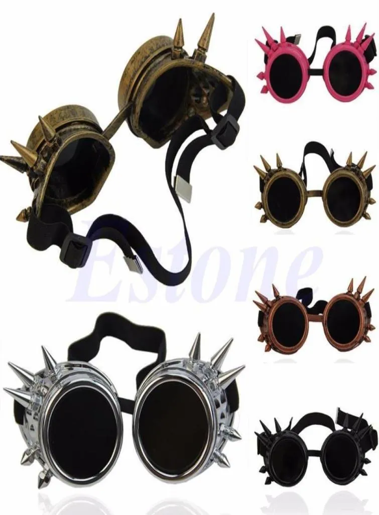 Vintage rétro victorien gothique Cosplay Rivet Steampunk lunettes lunettes de soudage Punk 5 couleurs WY270313351234