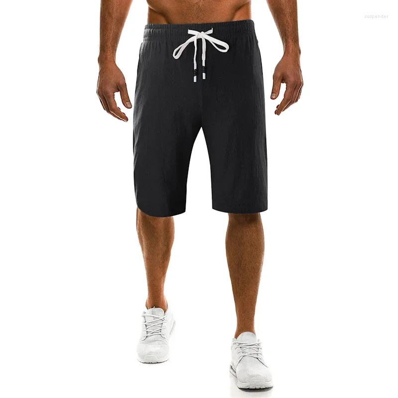 Shorts masculinos mrmt 2024 marca para moda masculina algodão e linho cor pura cinco lazer breechcloth