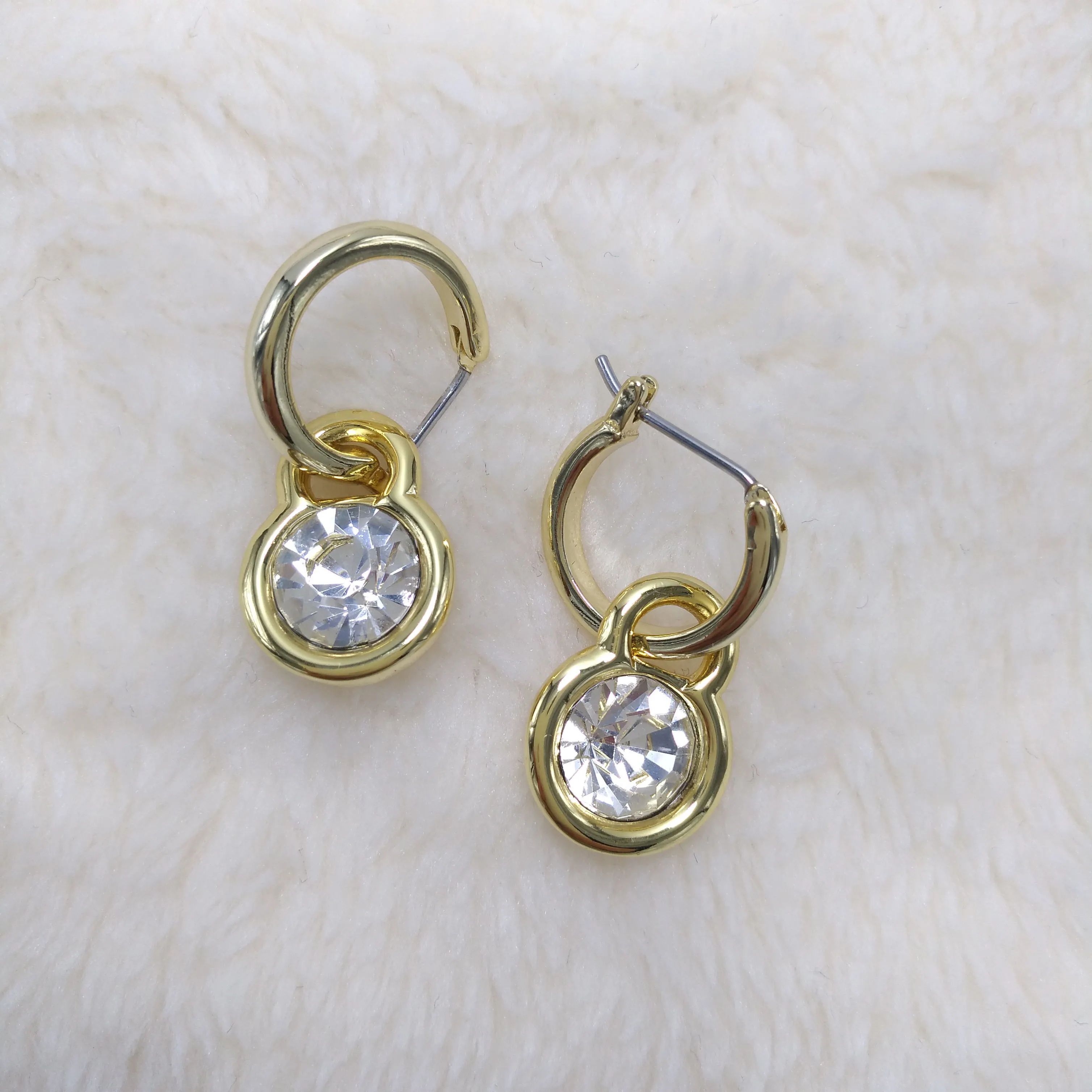 Boucles d'oreilles rondes en pierres précieuses, or jaune, boucles d'oreilles en or, breloques pour femmes, boucles d'oreilles pour femmes
