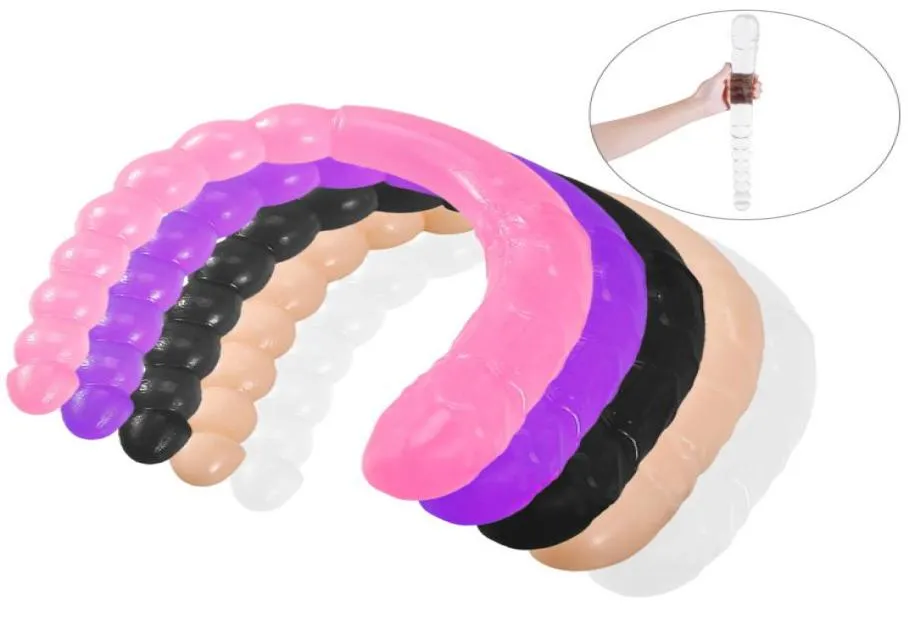 Super longo duplo vibrador sexy u forma real flexível macio geléia vagina brinquedo anal para mulheres gay lésbica terminou pênis beleza items4023114