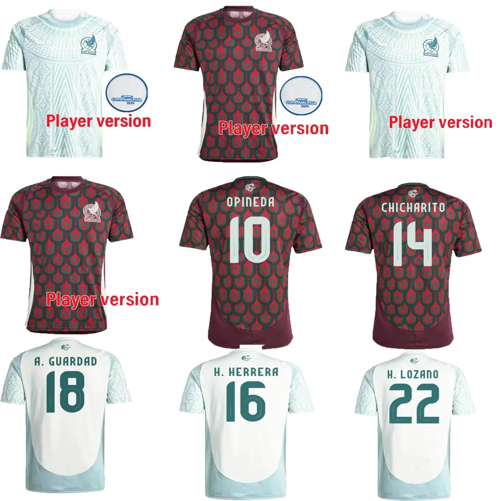 2024 México Camisa de futebol Home Away RAULCHICHARITO LOZANO DOS SANTOS Clube Camisa de futebol Kit H.LOZANO Conjuntos masculinos Uniformes Versão do jogador