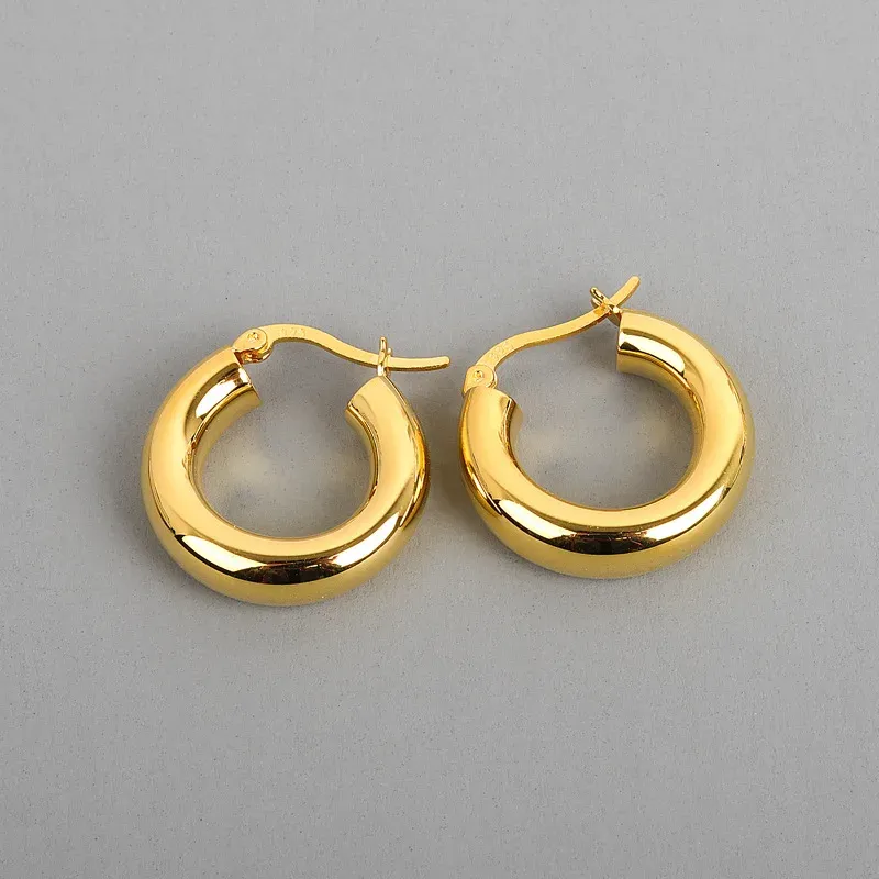 Koreansk mode utsökta vintage runda cirkel båge 14k gula guldörhängen för kvinnor geometriska guld färg örhängen bröllop smycken gåvor 2024