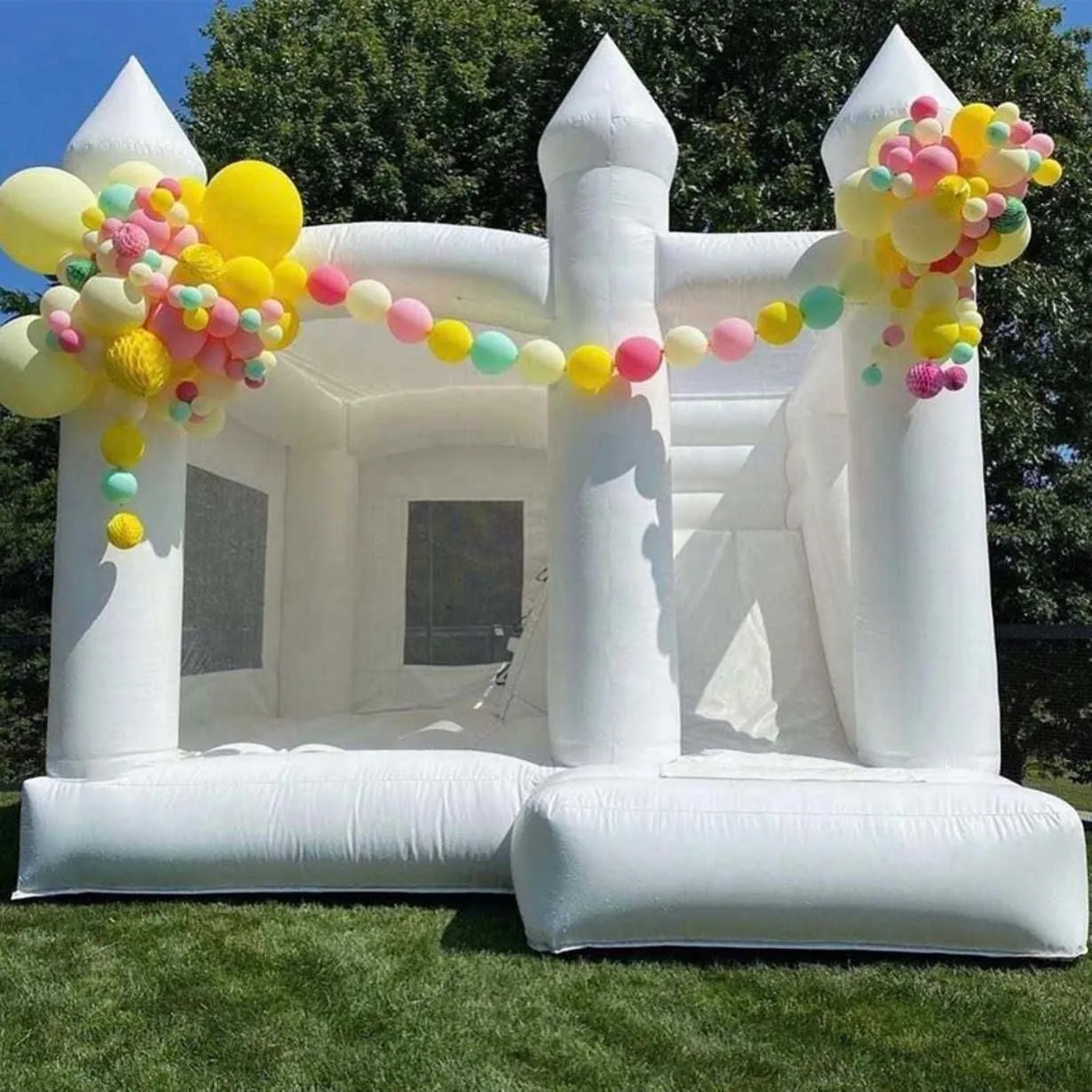 PVC PVC White Bound House Jumper Wedding Feleatable Bouncy مع Slide Bouncy Castle Air Bouncer Combo Jumping for Kids Bealth Communs