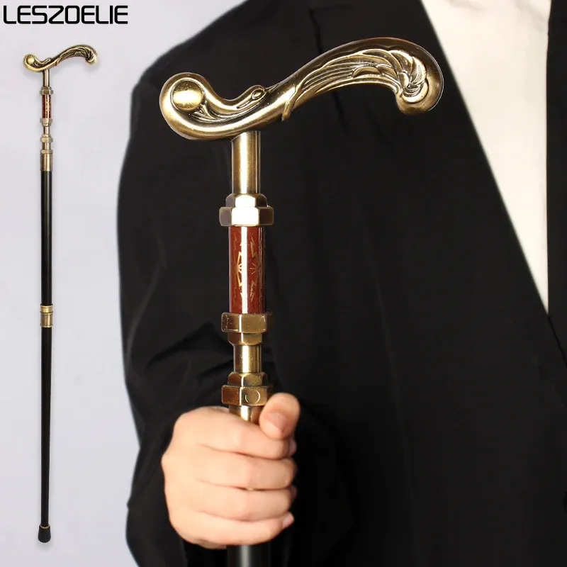 Elegant Luxury Walking Stick Men Decorative Walking Cane Women Bronze Handle Pattern Fashionable Vintage Cane 240314