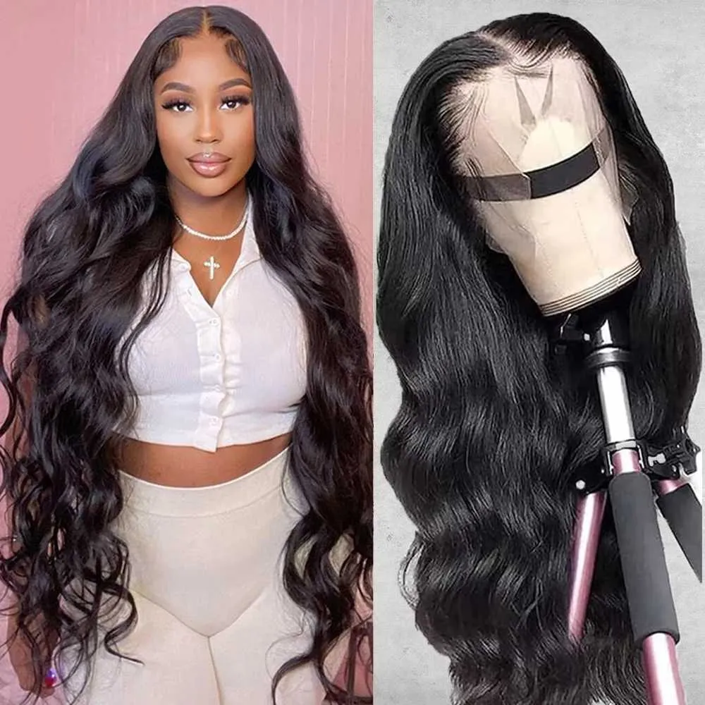 Perucas sintéticas Fuduete 13x6 HD Onda de corpo transparente Lace Front Human Human Wigs para mulheres negras 360 Lace Frontal Wig 30 Inch 4x4 Closure Wig 240329