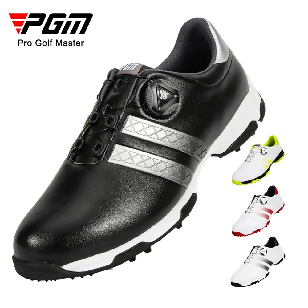 Shoes Pgm Golf Men's Waterproof Sneakers with Non Slip Spinning Shoelace and Anti Sideslip Nail Can Stand More Steadily