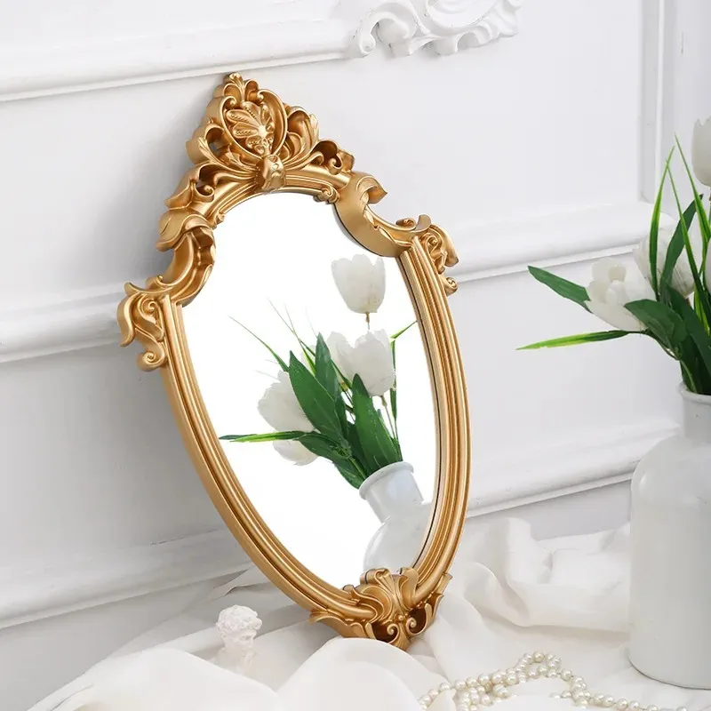 Vintage spiegel Prachtige make-upspiegel Badkamer muur hangende spiegel Geschenken voor vrouw Dame Decoratieve spiegel Home Decor Supplies