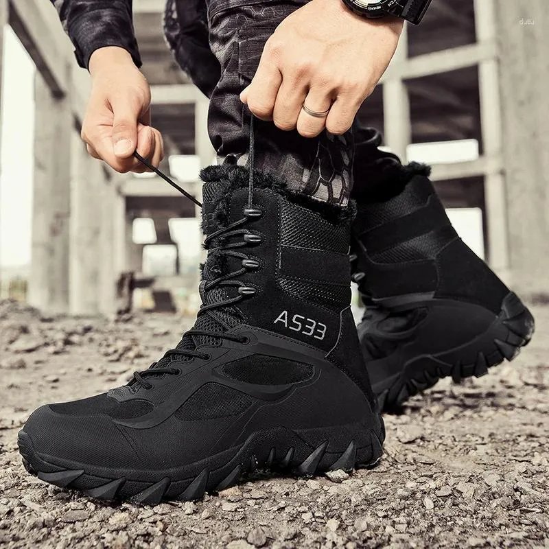 Bottes 2024 Chaussures Pour Hommes Hommes Militaire Desert Combat Hommes Camping En Plein Air Confortable Homme Tactique Botte Chaud En Peluche