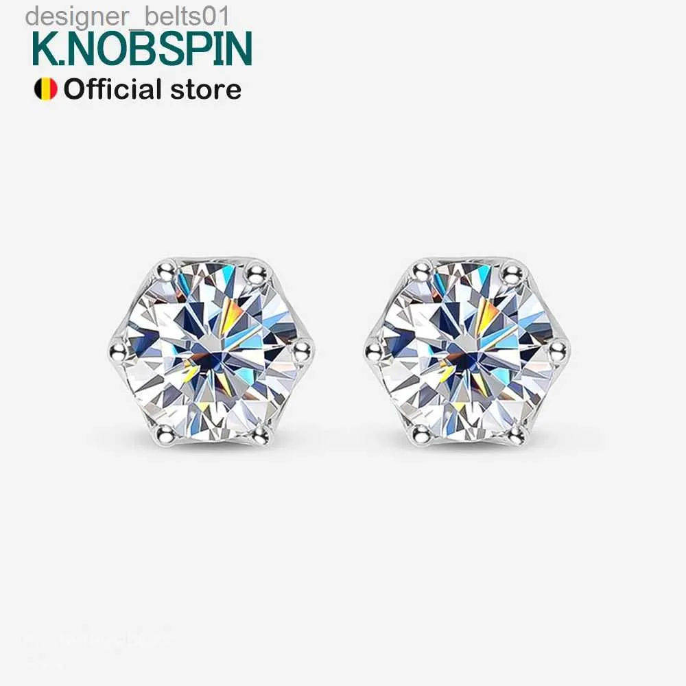 Stud Knobspin 1CT D Kolor Moissanite Farring S925 Sterling Sliver Wyjął 18 -karowe białe złote kolczyki dla kobiet Wedding Fine Jewelryc24319