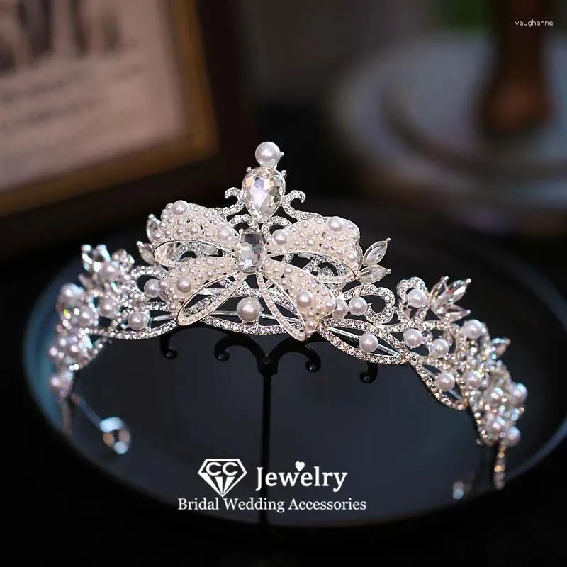 Haarspeldjes Romantische Kronen Damesaccessoires Bruiloft Hoofdbanden Engagement Hairwear Boog-knoop Vorm Imitatie Parel Coronets FO50