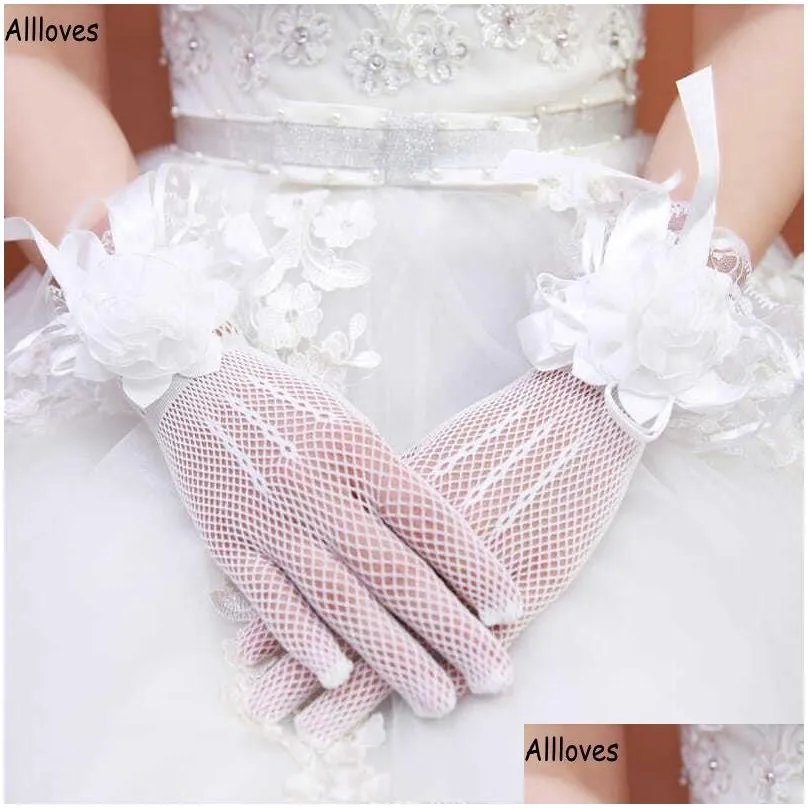 Bridal Gloves Fashion Elegant Ivory/Red Fl Finger Wedding For Bride With Handmade Flower Ribbon Mesh Women Accessories Cl2068 Drop D Dhfbd